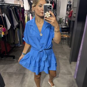 MAVİ FIRFIRLI ETEK GÖMLEK TAKIM