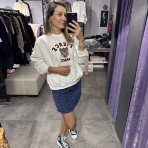 LACİVERT KIRÇILLI KAŞE ETEK