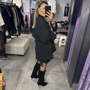 SİYAH KISA TRENÇKOT - Görsel 4