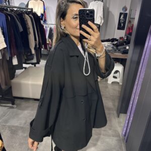 SİYAH KISA TRENÇKOT - Görsel 5