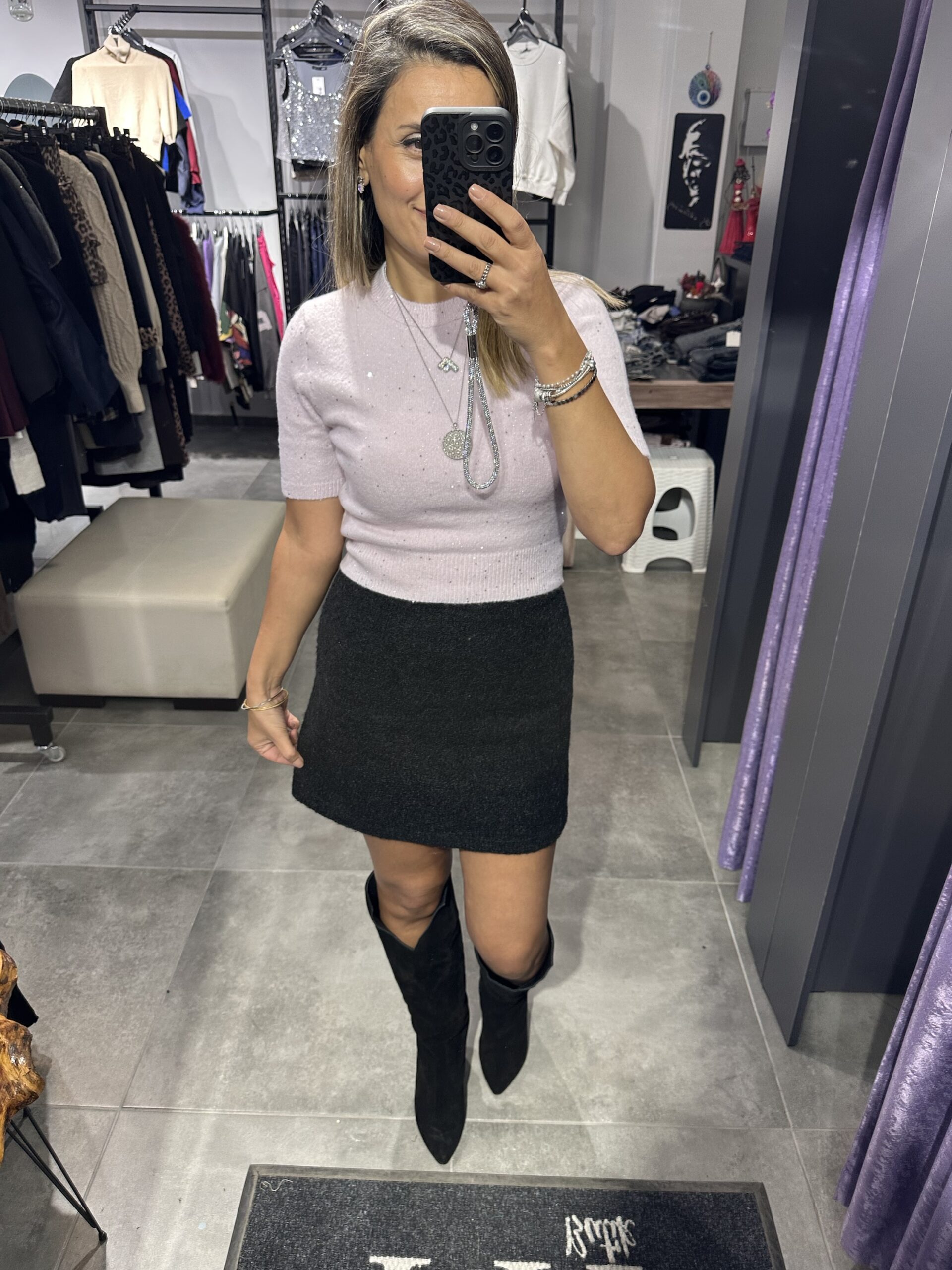 SİYAH KIRÇILLI KAŞE ETEK - Görsel 5