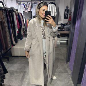 BEJ ASTARSIZ KEMERLİ KABAN - Görsel 4