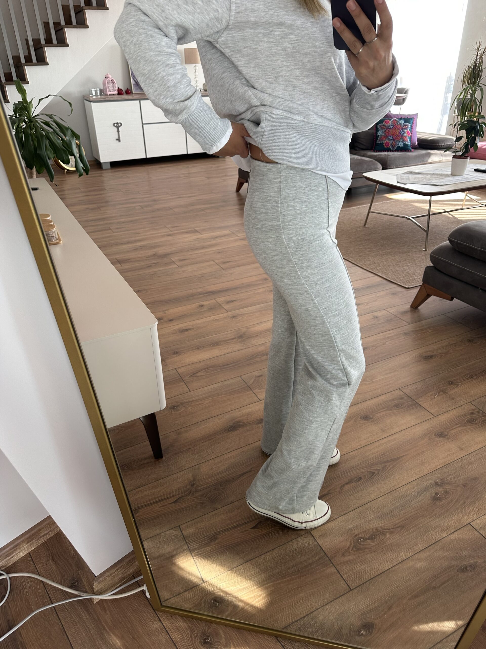 GRİ MODAL FİTİLLİ PANTOLON