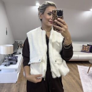 KREM BOMBER YELEK - Görsel 4