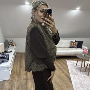 KAHVE BOMBER YELEK - Görsel 3