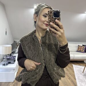KAHVE BOMBER YELEK - Görsel 4