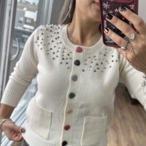 KREM RENKLİ DÜĞMELİ İTHAL HIRKA - Görsel 5
