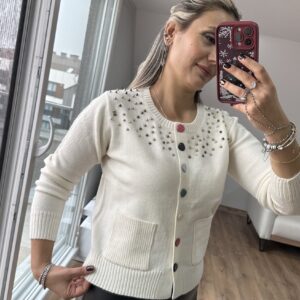 KREM RENKLİ DÜĞMELİ İTHAL HIRKA - Görsel 4