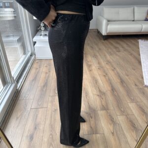 SİYAH BELİ LASTİKLİ PULLU PANTOLON - Görsel 3
