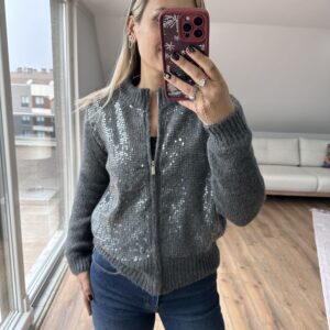ANTRASİT ÖNÜ PUL İŞLEMELİ HIRKA - Görsel 5