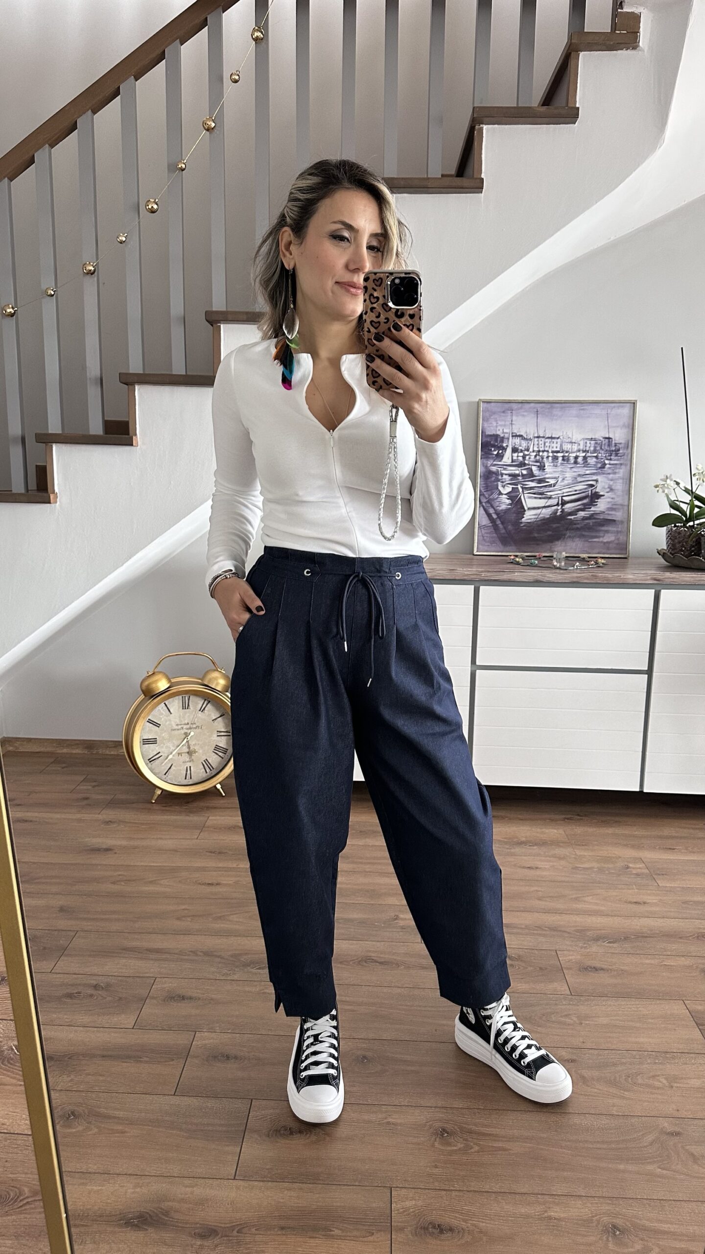 KOT BEL LASTİKLİ ŞALVAR KESİM PANTOLON - Görsel 6