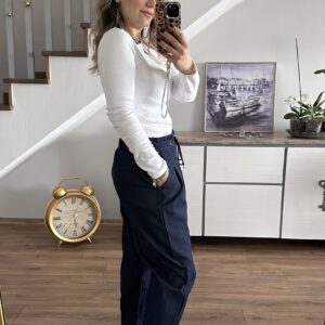 KOT BEL LASTİKLİ ŞALVAR KESİM PANTOLON - Görsel 3
