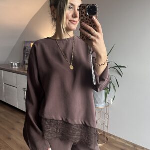 KAHVERENGİ DANTEL DETAYLI PANTOLON TAKIM - Görsel 6