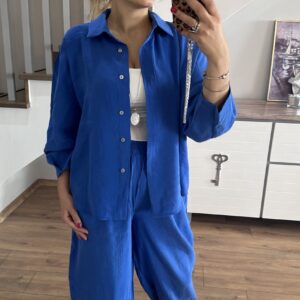 SAKS MAVİ GÖMLEK TAKIM
