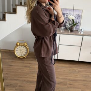 KAHVE BEL BAĞLAMALI CEKET PANTOLON TAKIM