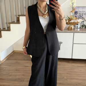 SİYAH YELEK PANTOLON TAKIM - Görsel 6