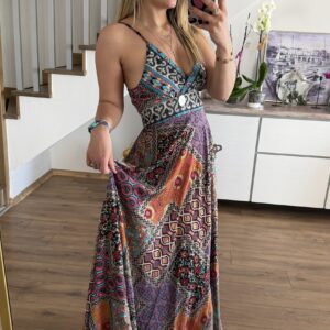 ŞAL DESEN İTHAL ELBİSE TURUNCU
