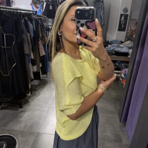 SARI ÇAPRAZ TRİKO İNCE KAZAK
