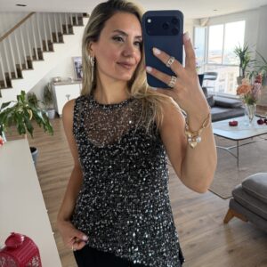 SİYAH PULLU İKİLİ BLUZ - Görsel 4