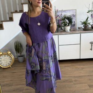 YAPRAK DESEN İKİLİ ELBİSE - Görsel 4