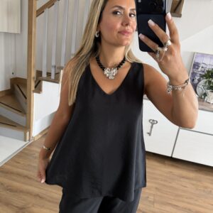SİYAH SIFIR KOL BLUZ PANTOLON TAKIM - Görsel 6
