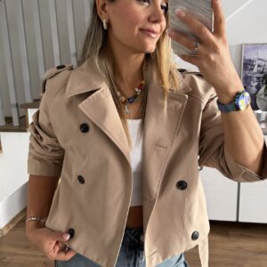 BEJ KISA TRENÇKOT - Görsel 6