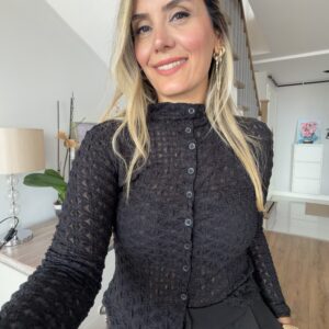 Alternative view of SİYAH ÖRME DANTEL HIRKA