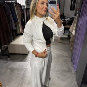 KREM FERMUARLI BEL DETAYLI SWEAT - Görsel 4