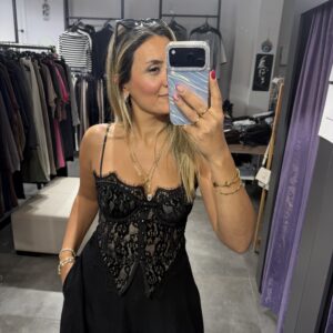 SİYAH DANTELLİ KORSE BÜSTİYER - Görsel 3