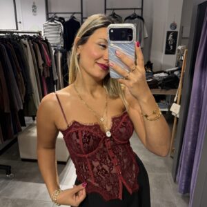 BORDO DANTELLİ KORSE BÜSTİYER - Görsel 2