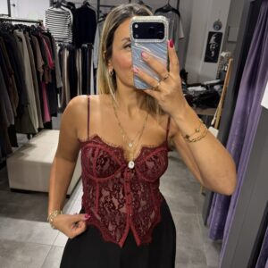 BORDO DANTELLİ KORSE BÜSTİYER - Görsel 5