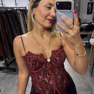 BORDO DANTELLİ KORSE BÜSTİYER - Görsel 4