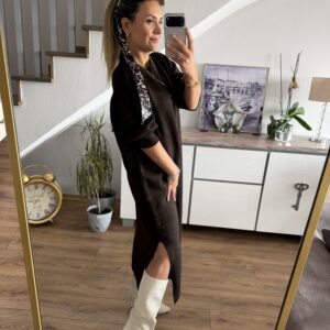 KAHVE TRİKO ELBİSE - Görsel 4