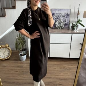 KAHVE TRİKO ELBİSE